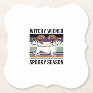 Hexen-Dachshund-Halloween-Vintage-Stich Hund S Untersetzer