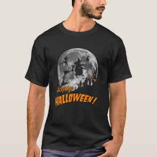 Hexen, die über ein vollmondglückliches Halloween  T-Shirt