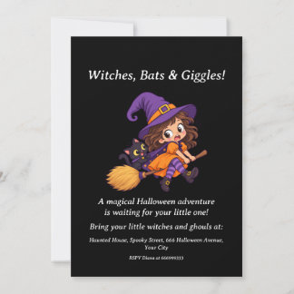 Hexen Fledermäuse & Kichern Halloween-Party-Einlad Einladung