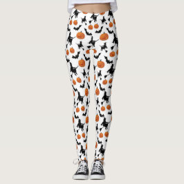 Hexen, Fledermäuse und Kürbiskins Halloween Leggings