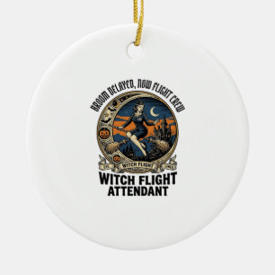 Hexen-Flugbegleiterin Halloween-Besen brach Design Keramik Ornament