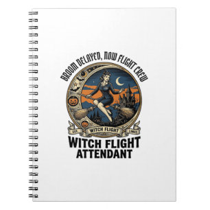 Hexen-Flugbegleiterin Halloween-Besen brach Design Notizblock