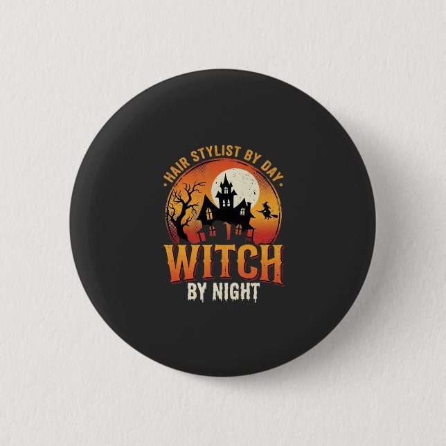 Hexen-Friseur Halloween Vintage Design_1 Button (Vorderseite)