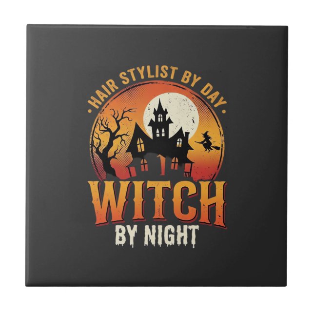Hexen-Friseur Halloween Vintage Design_1 Fliese (Vorderseite)