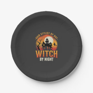 Hexen-Friseur Halloween Vintage Design_1 Pappteller