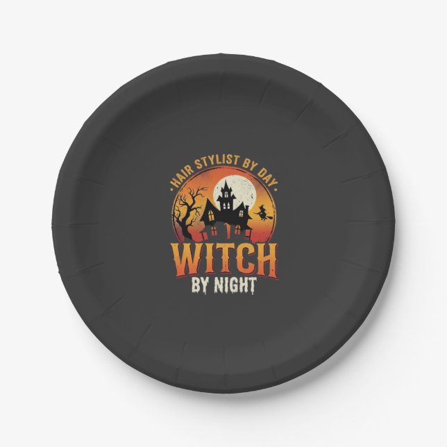 Hexen-Friseur Halloween Vintage Design_1 Pappteller (Vorderseite)
