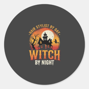 Hexen-Friseur Halloween Vintage Design_1 Runder Aufkleber