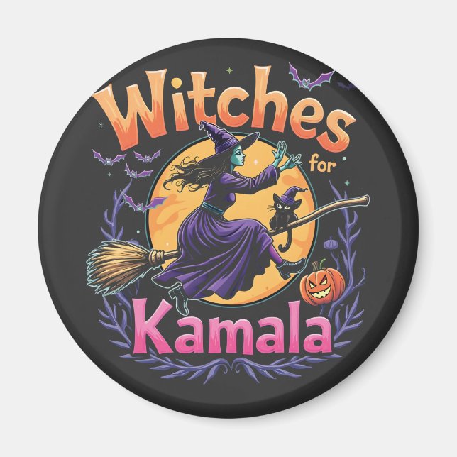 Hexen für Kamala Childless Cat Halloween Magnet (Vorne)