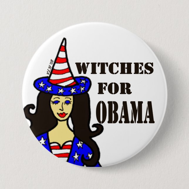 Hexen für Obama-Spaß-Halloween-Knopf Button (Vorderseite)