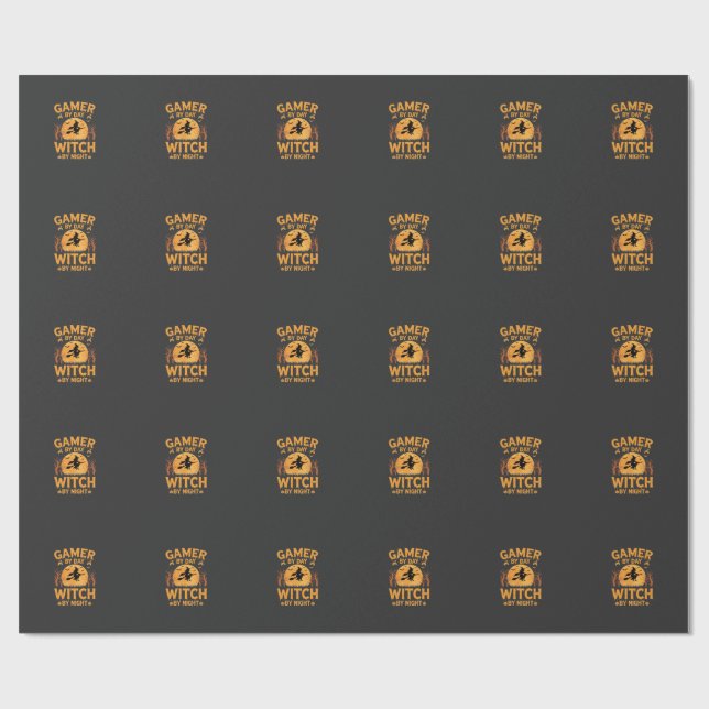 Hexen-Gamer-Halloween-Gaming-Design Geschenkpapier (Flach)
