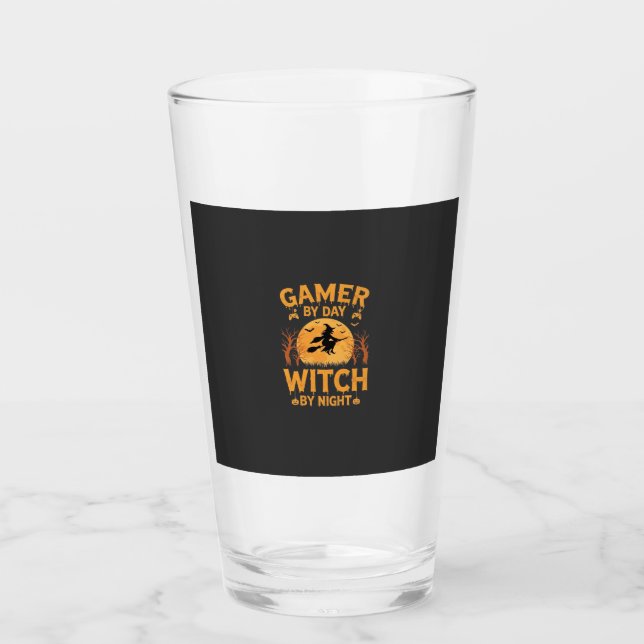 Hexen-Gamer-Halloween-Gaming-Design Glas (Vorderseite)