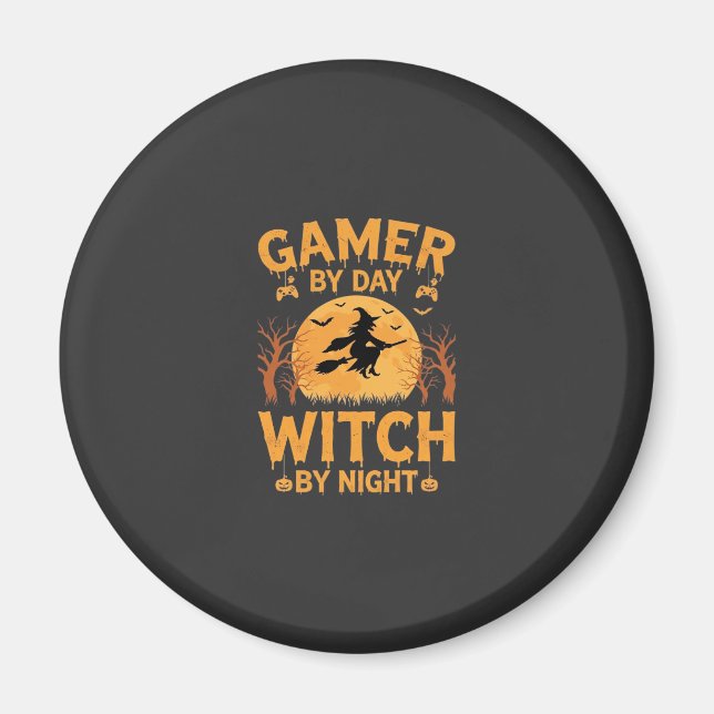 Hexen-Gamer Halloween-Gaming-Design Magnet (Vorne)