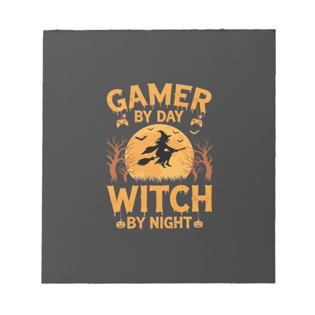 Hexen-Gamer Halloween-Gaming-Design Notizblock (Vorderseite)