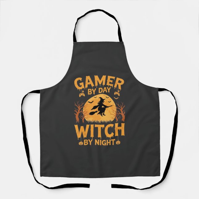 Hexen-Gamer-Halloween-Gaming-Design Schürze (Vorderseite)