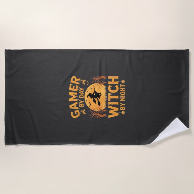 Hexen-Gamer-Halloween-Gaming-Design Strandtuch (Vorderseite)