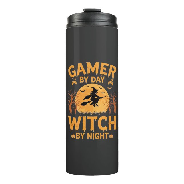 Hexen-Gamer-Halloween-Gaming-Design Thermosbecher (Vorderseite)