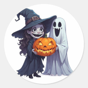 Hexen-Geist-Kürbisfeld Halloween 🎃 Runder Aufkleber