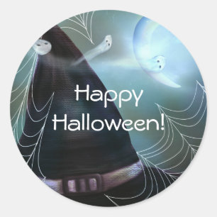 Hexen Geisterhafte Nacht Frohe Halloween-Party Ges Runder Aufkleber