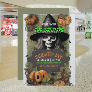 Hexen Halloween-Bash-Kostüm-Party Einladung