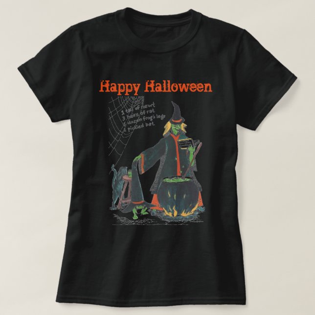 Hexen Halloween Brew Beängstigend entworfen T-Shirt (Design vorne)