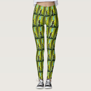 Hexen-Halloween-Gotik-Schwarze Katze Gruselige Was Leggings