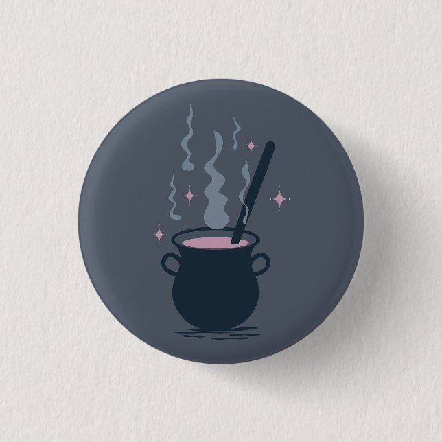 Hexen-Halloween-Kessel-Magie Button (Vorderseite)