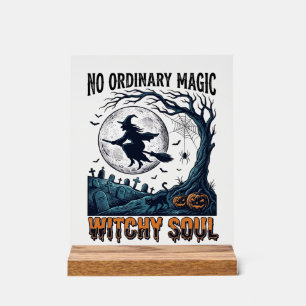 Hexen-Halloween-Kunst Vintage-Stich Mondlicht-Spe Acrylschild