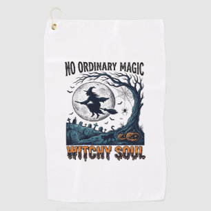 Hexen-Halloween-Kunst Vintage-Stich Mondlicht-Spe Golfhandtuch