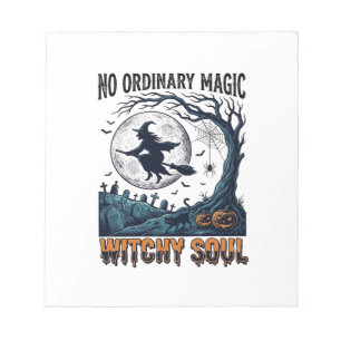 Hexen-Halloween-Kunst Vintage-Stich Mondlicht-Spe Notizblock