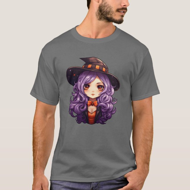 Hexen-Halloween-Mädchen T-Shirt (Vorderseite)