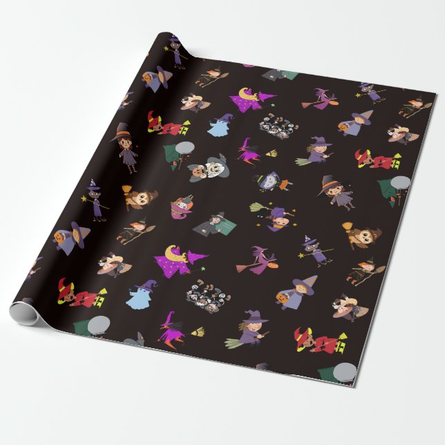 Hexen Halloween-Muster Geschenkpapier (Ungerollt)