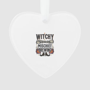 Hexen Halloween-Shirt mit Besen und Kesseln_1 Ornament