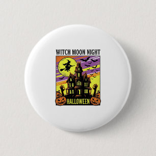Hexen-Halloween-Shirt Vintage Spukhaus Nacht_ Button