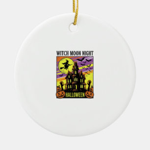 Hexen-Halloween-Shirt Vintage Spukhaus Nacht_ Keramik Ornament