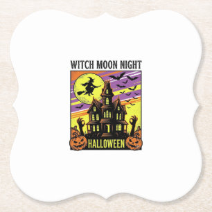 Hexen-Halloween-Shirt Vintage Spukhaus Nacht_ Untersetzer