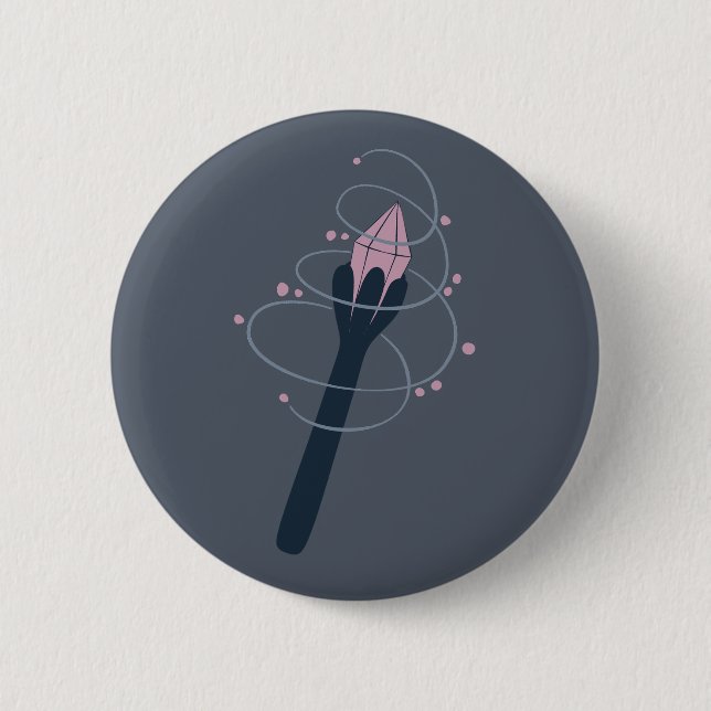 Hexen-Halloween-Zauberstab Button (Vorderseite)