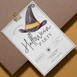 Hexen Hat minimalistisches Halloween-Party Einladu Einladung
