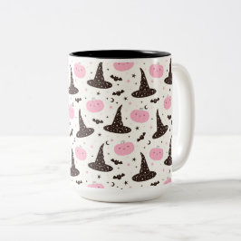 Hexen Hats Pumpkins und Fledermäuse Zweifarbige Tasse