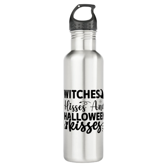 Hexen Hisses und Halloween Kisses Edelstahlflasche (Vorderseite)