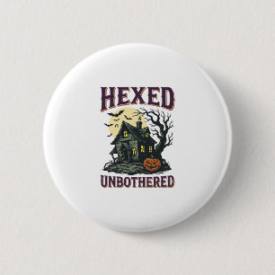 Hexen-Humor-Shirt Vintage Spukhäuschen Halloween Button