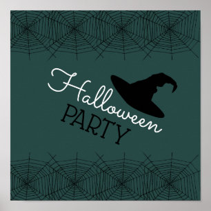 Hexen, Hut und Web, Halloween-Party Poster