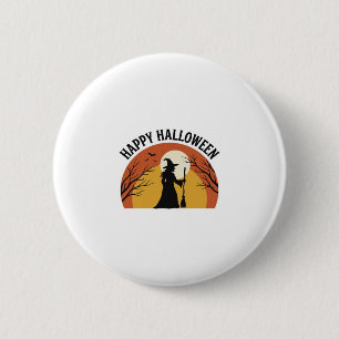 Hexen im Vintage-Look Happy Halloween-Shirt-Design Button