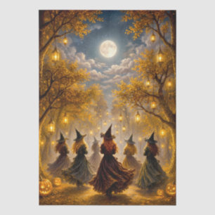 Hexen in einem mondbeschienenen Fantasy-Wald-Kunst Seidenpapier