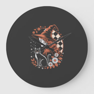 Hexen kariertes Halloween Große Wanduhr
