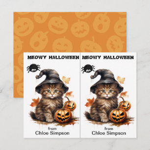 Hexen-Kitty-Katze-Schulparty-Halloween-Karte Postkarte