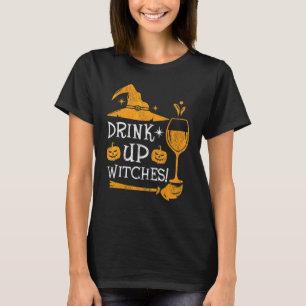 Hexen-Kostüm zum Weintrinken Halloween Trinke auf  T-Shirt