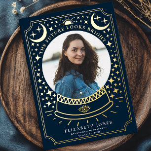 Hexen-Kristallkugel-Abschlussfoto-Ankündigung Folieneinladung