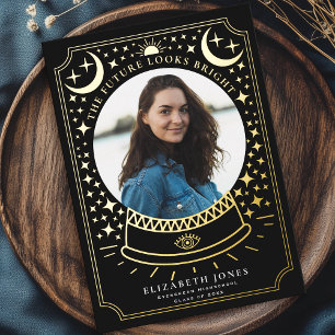 Hexen-Kristallkugel-Abschlussfoto-Ankündigung Folieneinladung