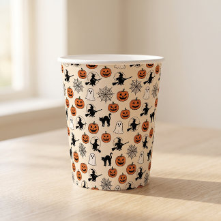 Hexen-Kürbis-Halloween-Papierbecher 8 oz 12 oz Pappbecher