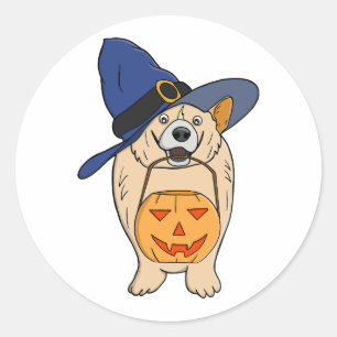 Hexen-Kürbis-Hund Runder Aufkleber